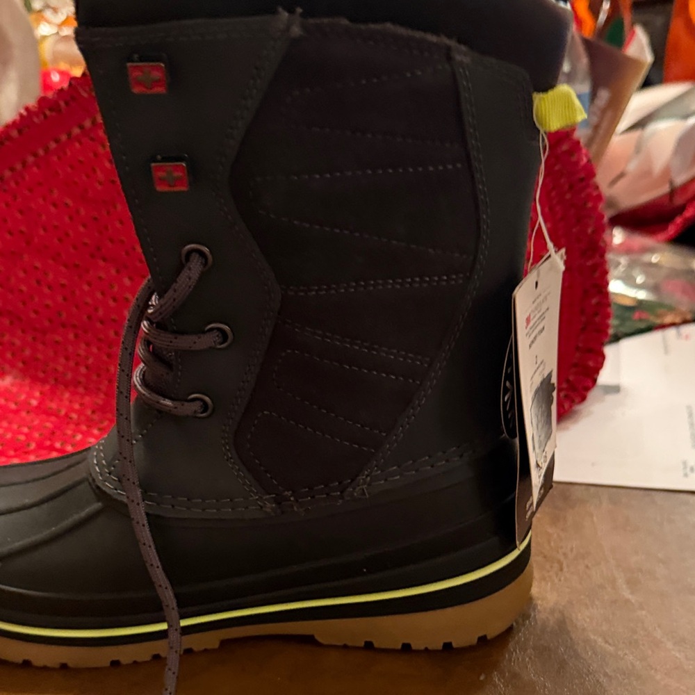Kids Black and Yellow Winter Boots